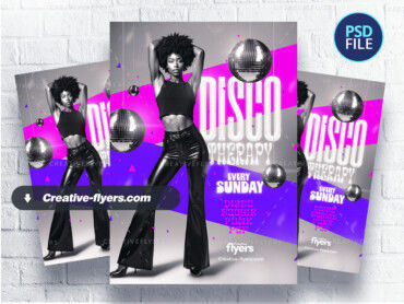 Disco Therapy Sessions flyer (2) Disco flyer Template