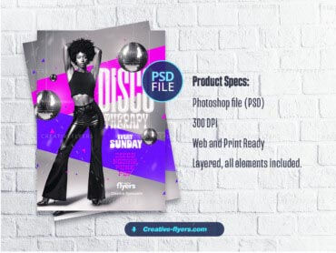 Disco Therapy Sessions flyer (3) Disco flyer Template