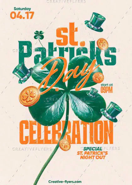 Green, gold, festive Irish theme.