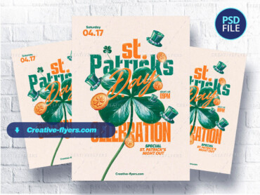 Festive St. Patrick’s Day flyer (2) Green, gold, festive Irish theme.