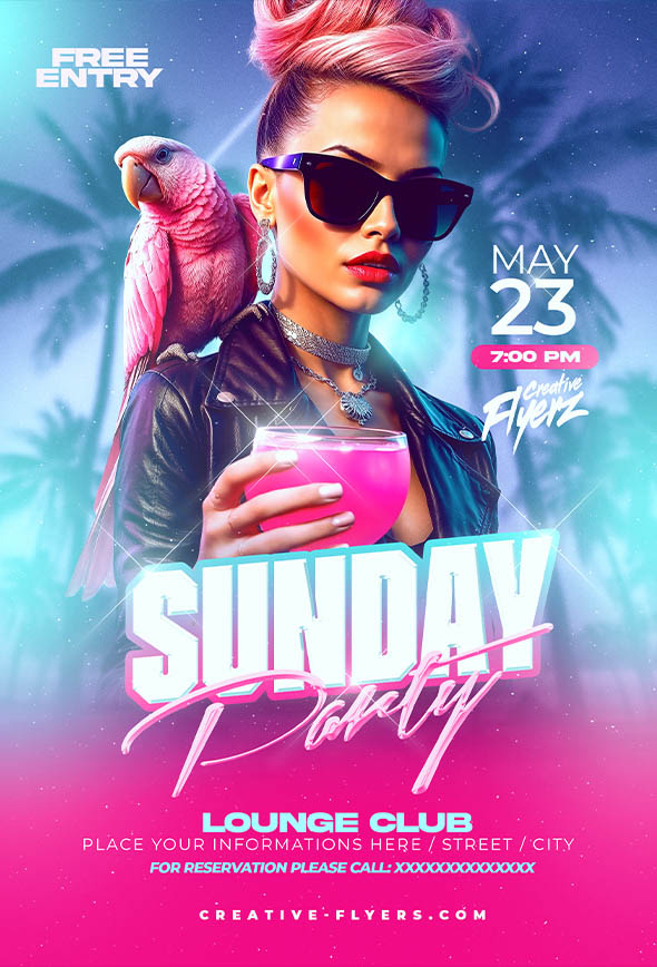 Neon Tropical Party Invitation