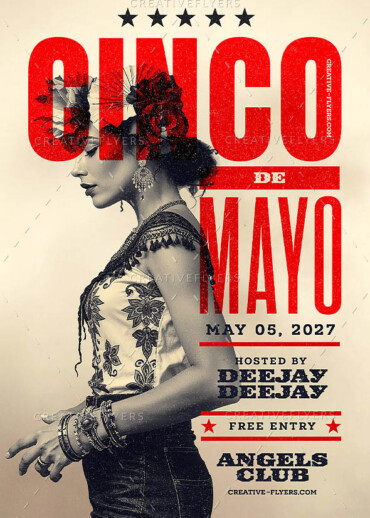 Vintage-inspired Cinco de Mayo event flyer