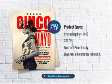 Retro-Styled Cinco de Mayo Flyer (3) Vintage-inspired Cinco de Mayo event flyer