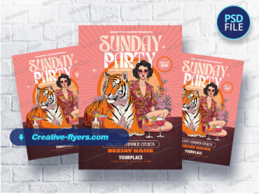 Exotic Flyer Invitation (4) Cocktail Hour with a Tiger