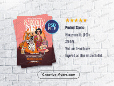 Exotic Flyer Invitation (5) Cocktail Hour with a Tiger