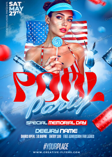 Memorial Day Pool Party Flyer Design