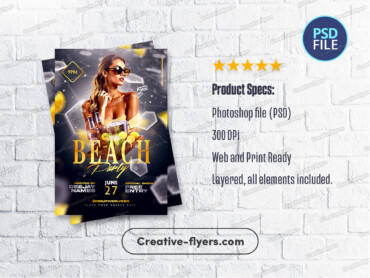 Tropical Beach Party Flyer (1) Sunset Cocktail Promo Design