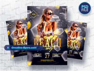 Tropical Beach Party Flyer (6) Sunset Cocktail Promo Design