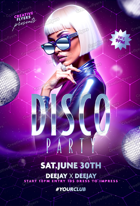 Disco flyer design to edit