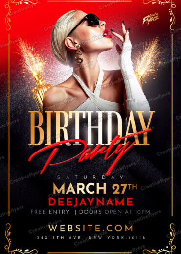 Glam Birthday Party Flyer Design
