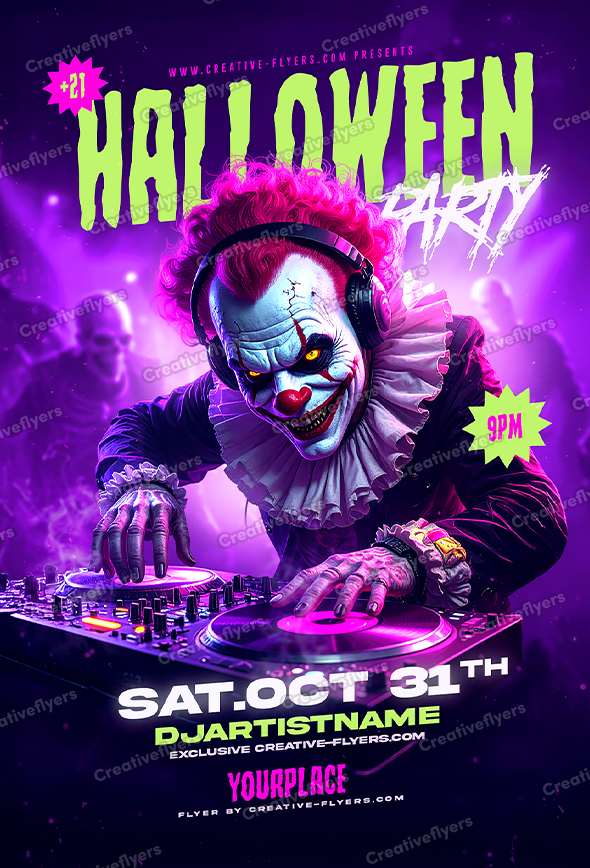 Creepy Clown Party Flyer