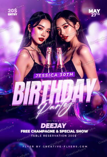 glamorous birthday flyer