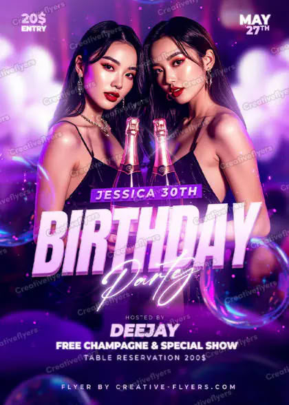 glamorous birthday flyer