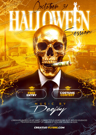 Golden Skull Halloween Flyer