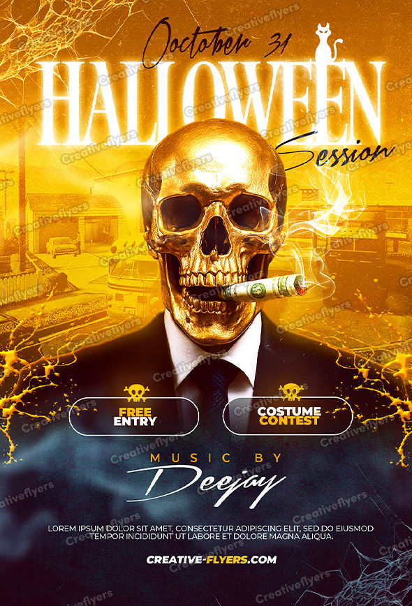 Golden Skull Halloween Flyer