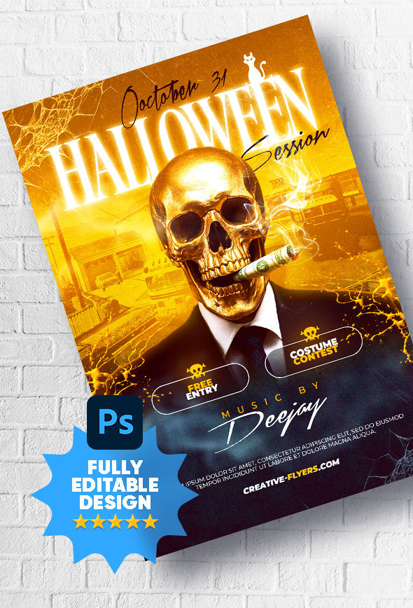 Golden Skull Halloween Flyer