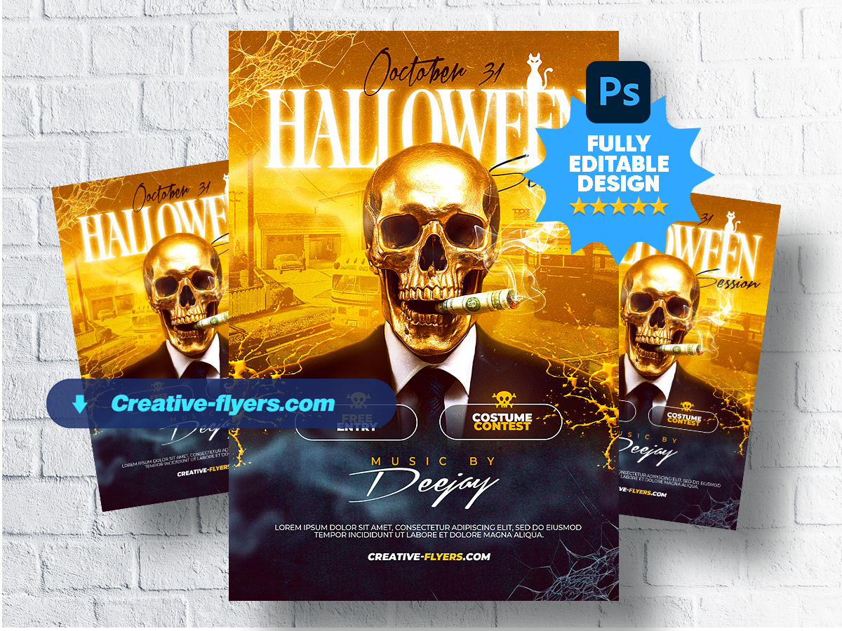 Golden Skull Halloween Flyer