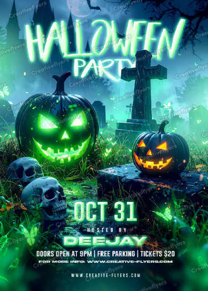 Graveyard Halloween Poster Art