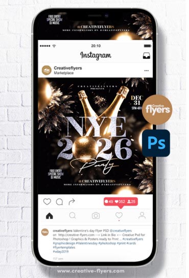 Black and Gold Nye Flyer (3) Golden New Year's Eve Design