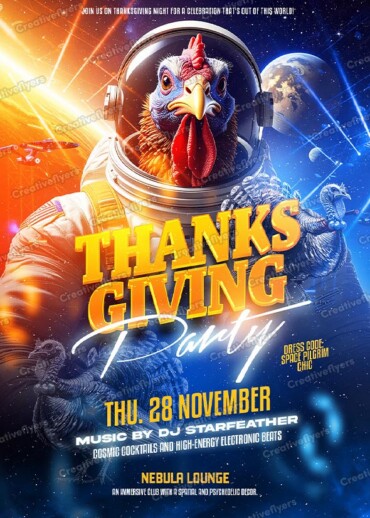 Astronaut Chicken Psychedelic Disco Art