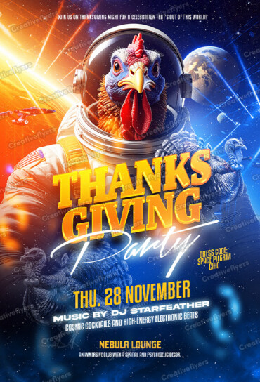 Astronaut Chicken Psychedelic Disco Art