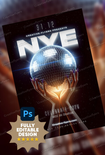 Glittering NYE Flyer Design (2) Premium NYE Flyer Template