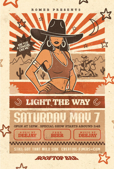 Vintage Cowgirl Poster template.