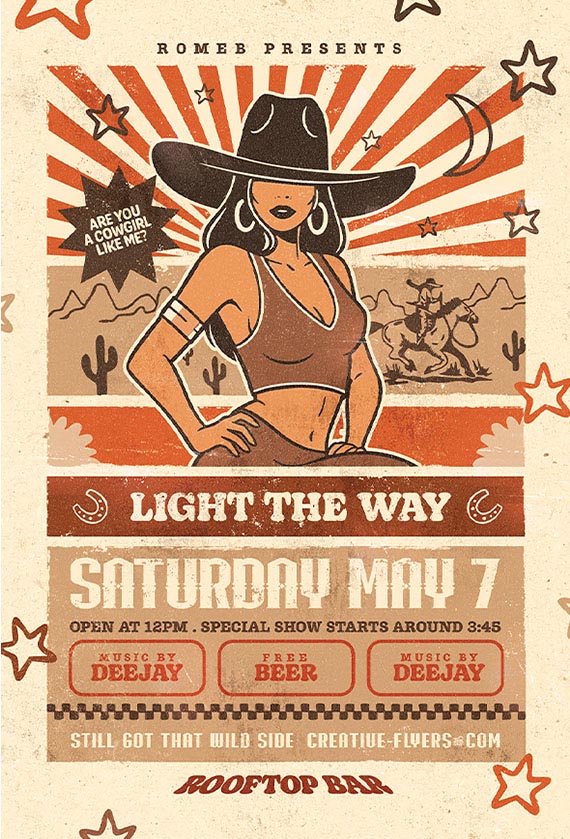 Vintage Cowgirl Poster template.