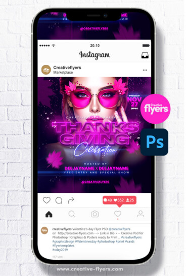 Thanksgiving Celebration Flyer (3) Thanksgiving Party flyer Psd