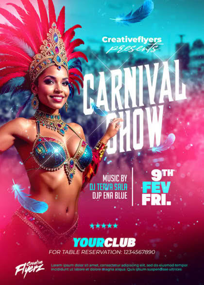 , professional template perfect for promoting events inspired by Rio's Carnival