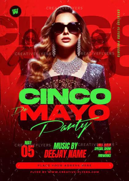 Red and Green Cinco De Mayo Event PSD Design