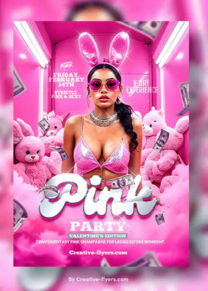 Pink Oarty flyer for valentine's day Events