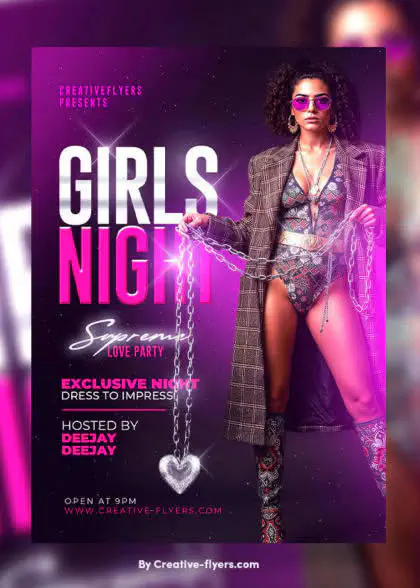 Girl's night psd flyer template