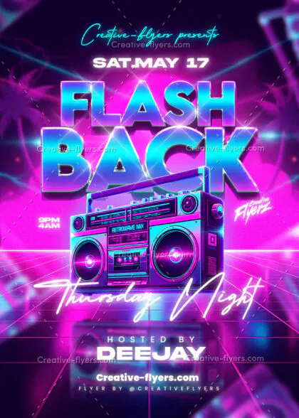 80s Neon Boombox Event Template