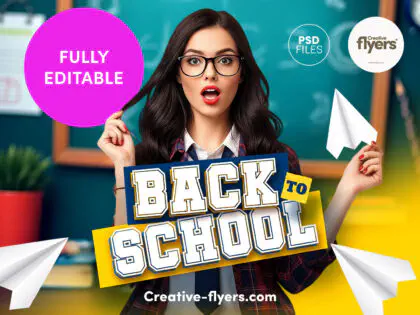 Bold Back 2 School Party PSD Flyer Template for College Welcome Week Events