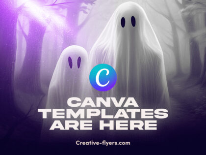 Halloween flyer templates for Canva and Photoshop for print and social media.