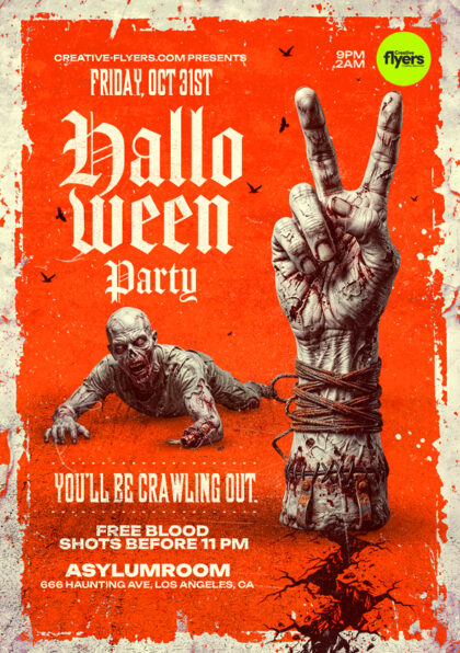 Retro Halloween Invitation PSD Template - Creative Flyers